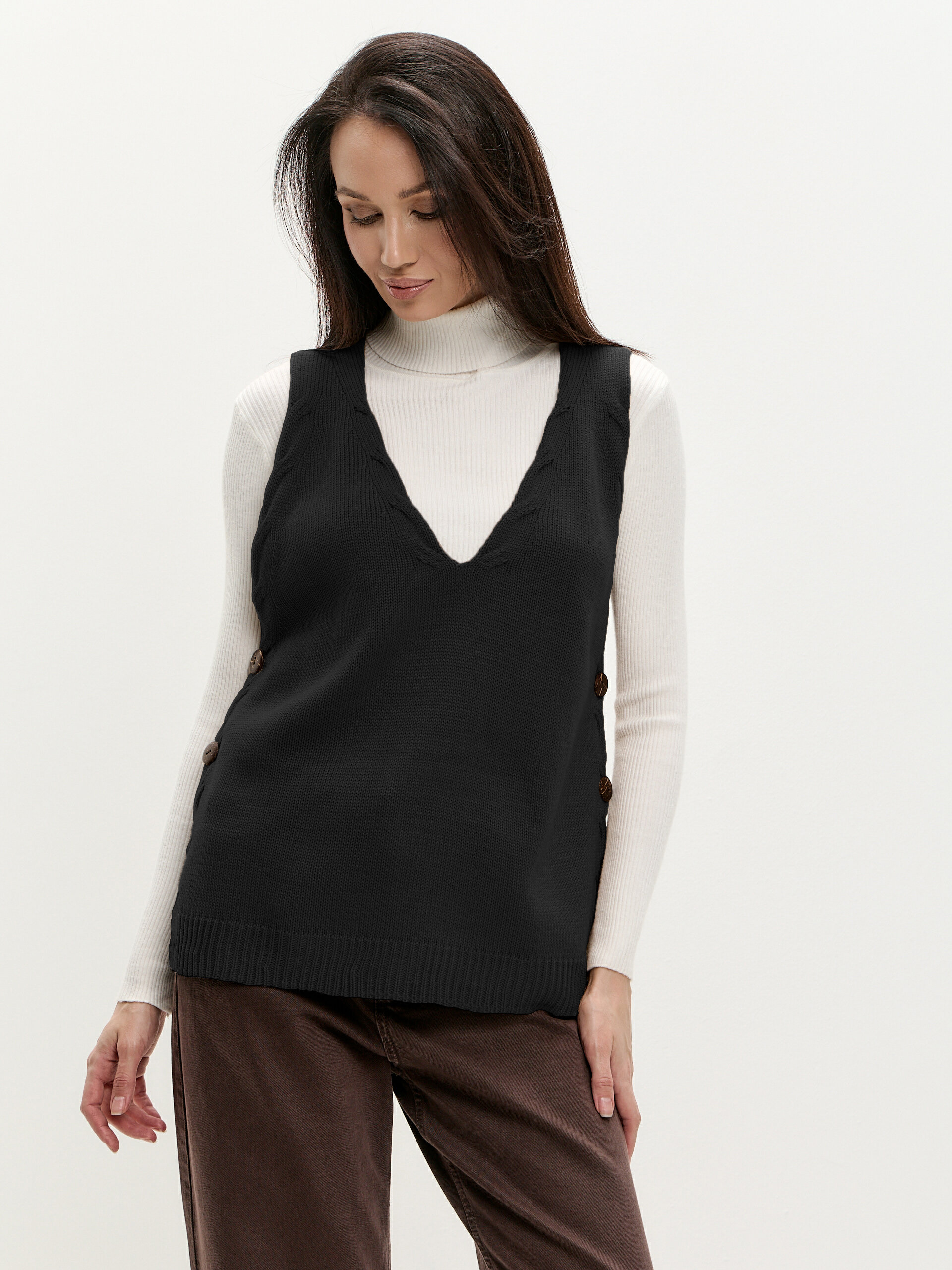 Жилет женский 241-2727 Мультитекс. Цвет чёрный меланж.