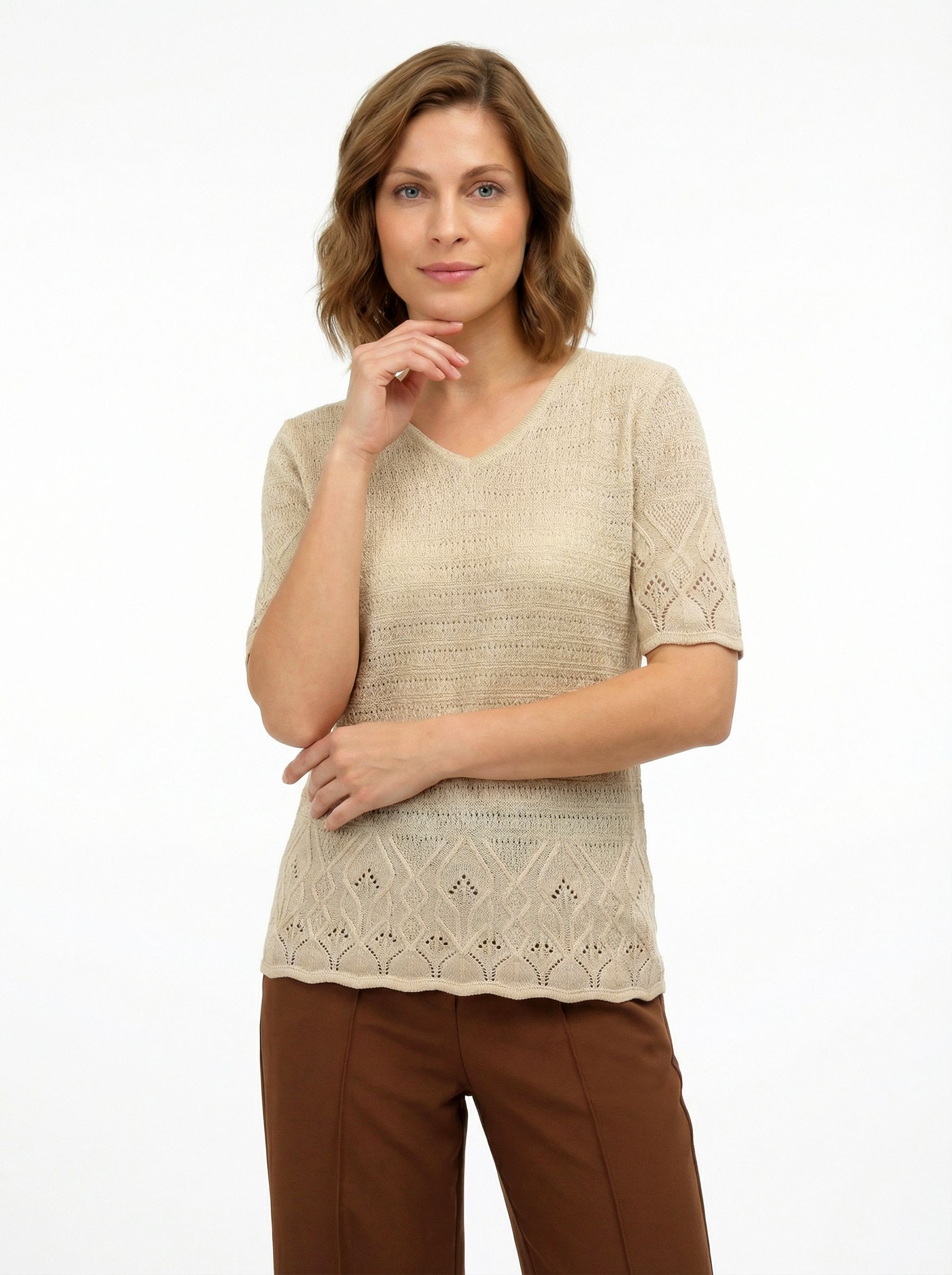 Джемпер женский 214-5810 Мультитекс. Цвет лён.