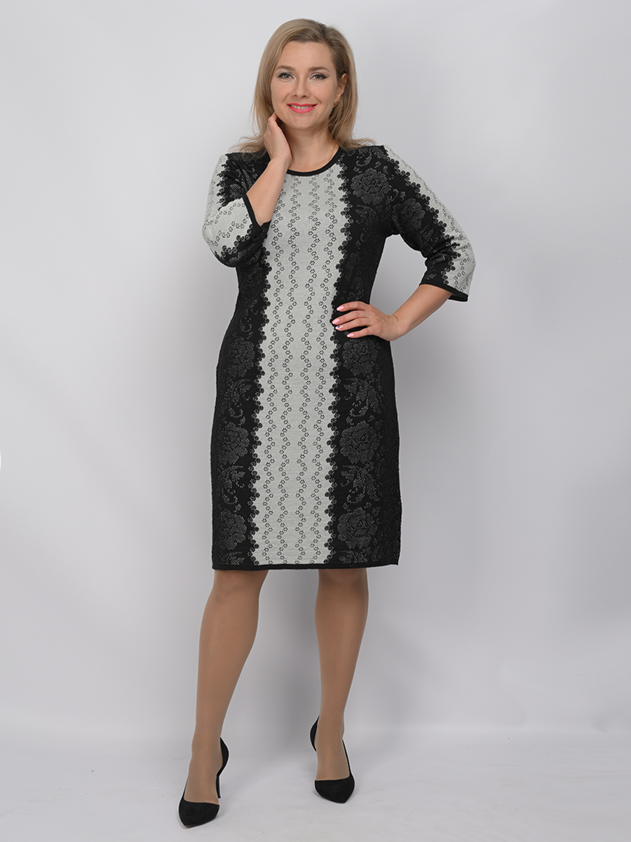 Платье женское 261-3528 Мультитекс. Цвет чёрный+серебро.