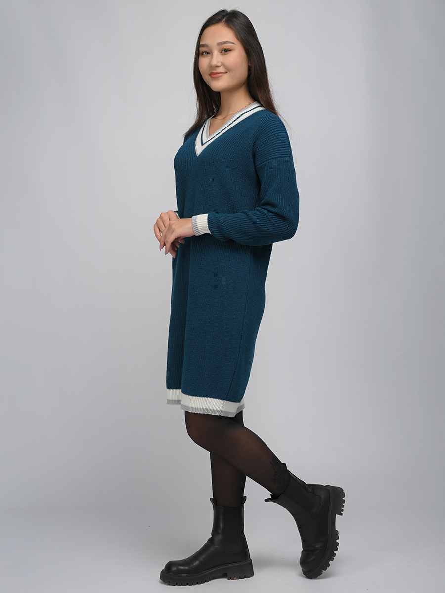 Женское платье 262-3274 Мультитекс. Цвет морская волна+молочный.