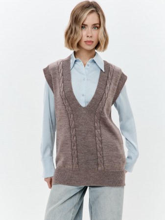 Жилет женский 241-4830 Мультитекс. Цвет бежевый меланж.